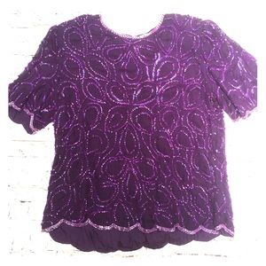 Vintage Laurence Kazar Beaded & Sequin Top